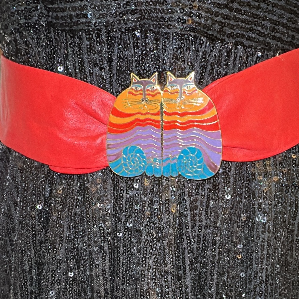 Vintage 1980's Laurel Burch “Rainbow Cats” Belt
